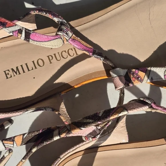 Emilio Pucci Leather Sandals Sz 36 (6) Women Buckle Colorful Italy Luxury Rare - Picture 8 of 11